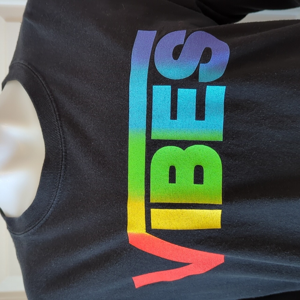 Vibes Rainbow Checkered Vans Style Graphic Long Sleeve Size L - Picture 2 of 6